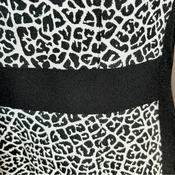 Adrianna Papell Leopard Animal Print Cocktail Dress Career Black White size 10 - Picture 5 of 14